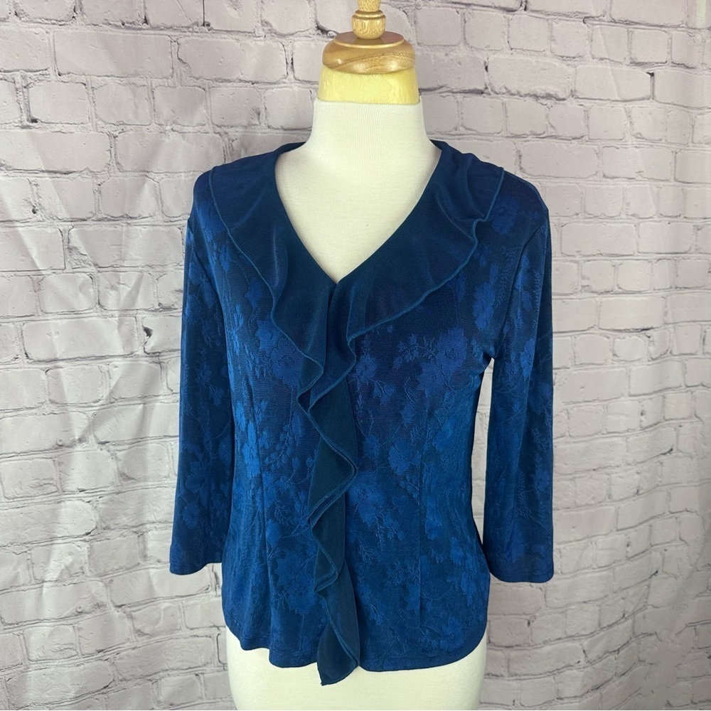 vtg coldwater creek Ruffle accent Top floral Women XS Romantic feminine chic